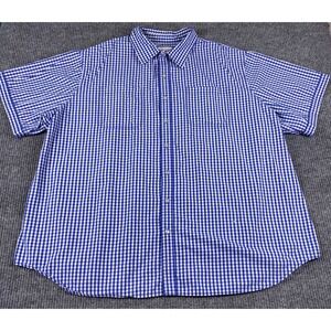 True Nation Button Up Shirt Mens 4XL Blue Gingham Plaid Short Sleeve Casual